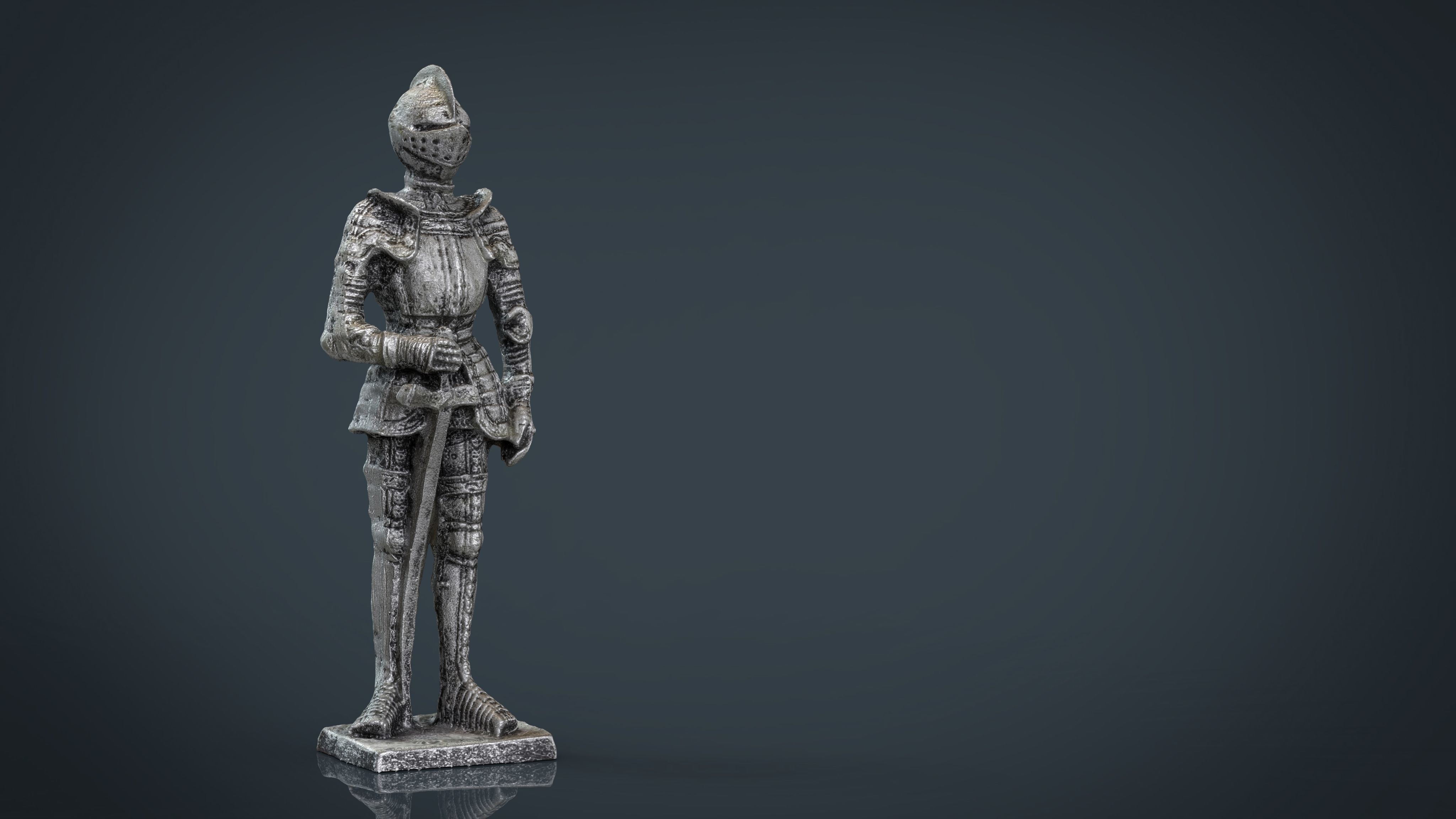 Medieval Knight Statue 3 Low-poly 3D model_5