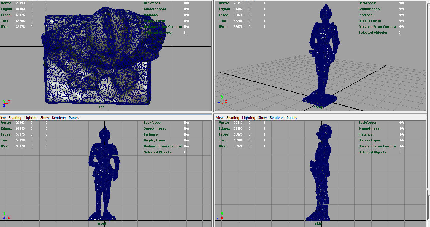 Medieval Knight Statue 3 Low-poly 3D model_11