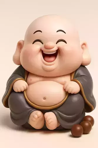 Joyful Laughing Happy Buddha Statue 3D print model