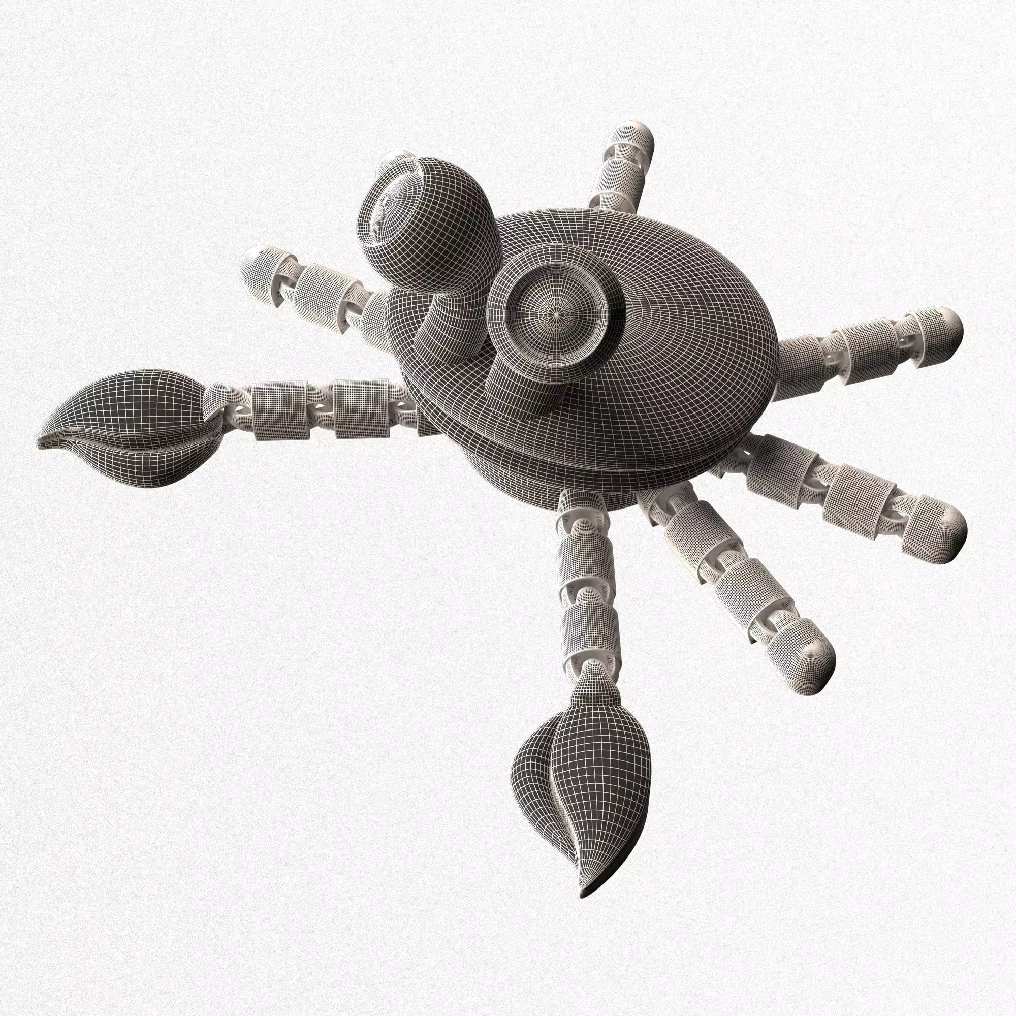 Crab 02 Cute Flexi Articulated Skeleton 3D print model_7