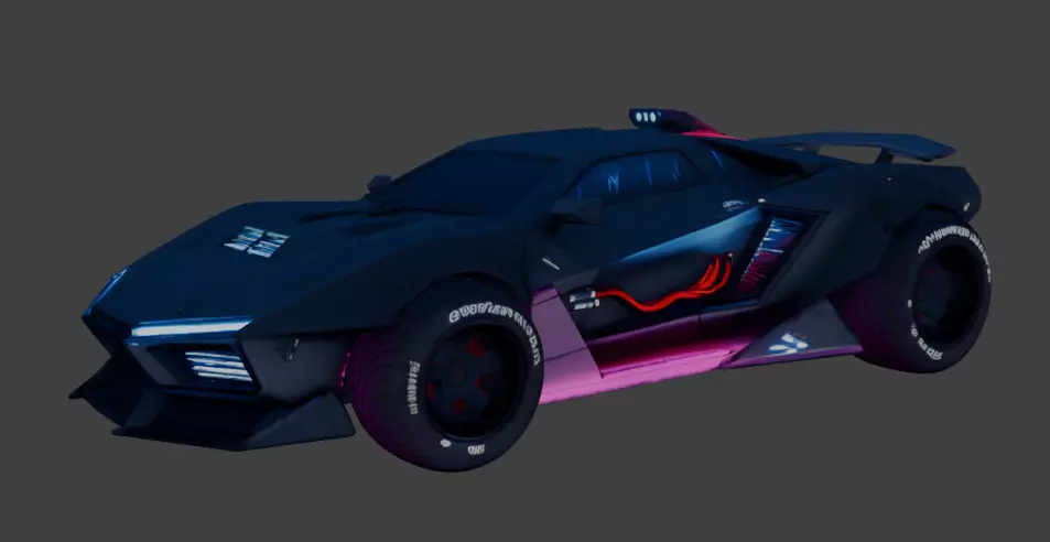 Cyberpunk car concept 3D model 3D model_2