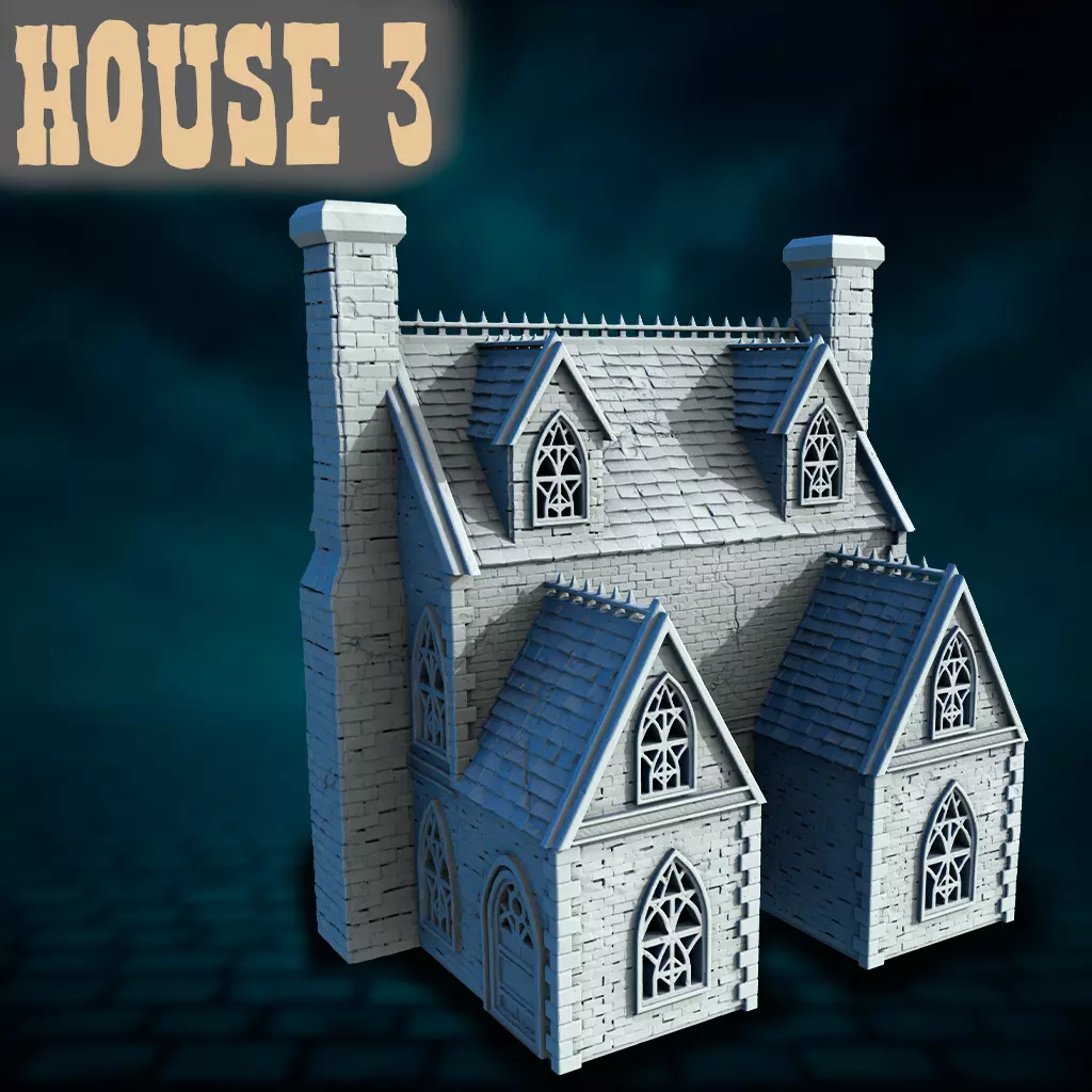 Gothic house 3D print model_2