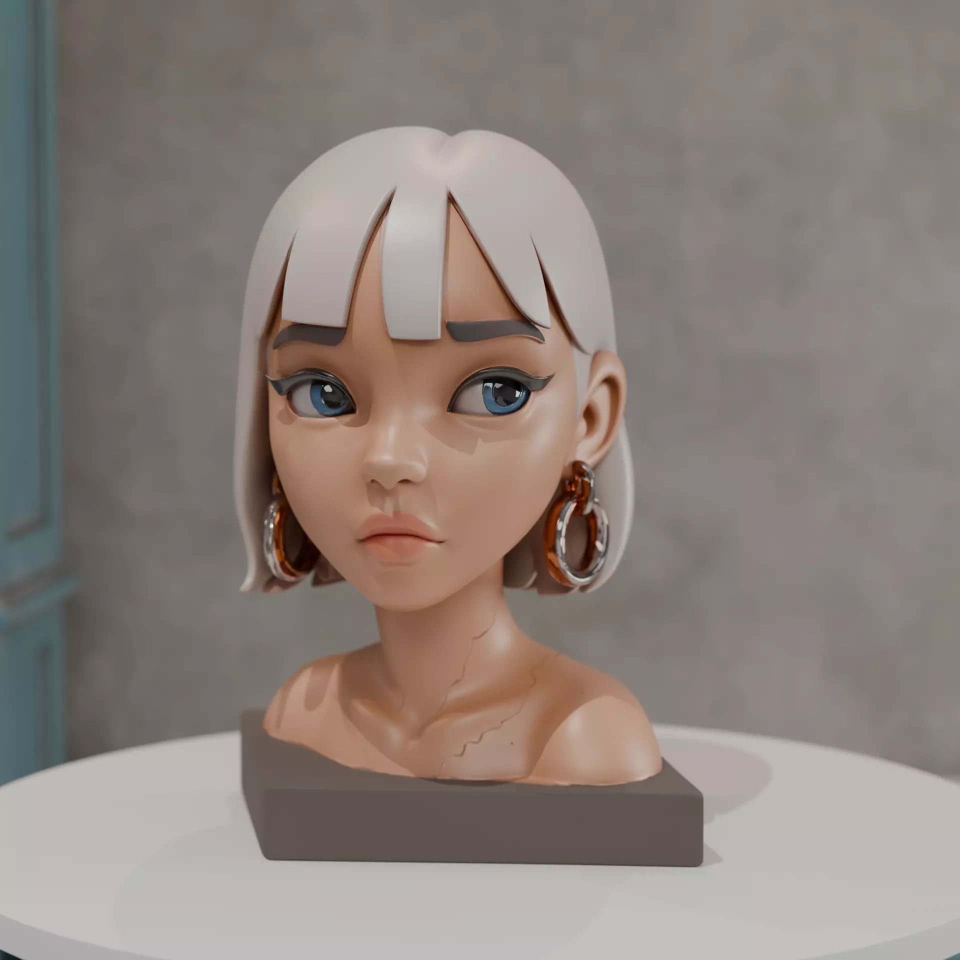 modern girl bust 3D print model_0