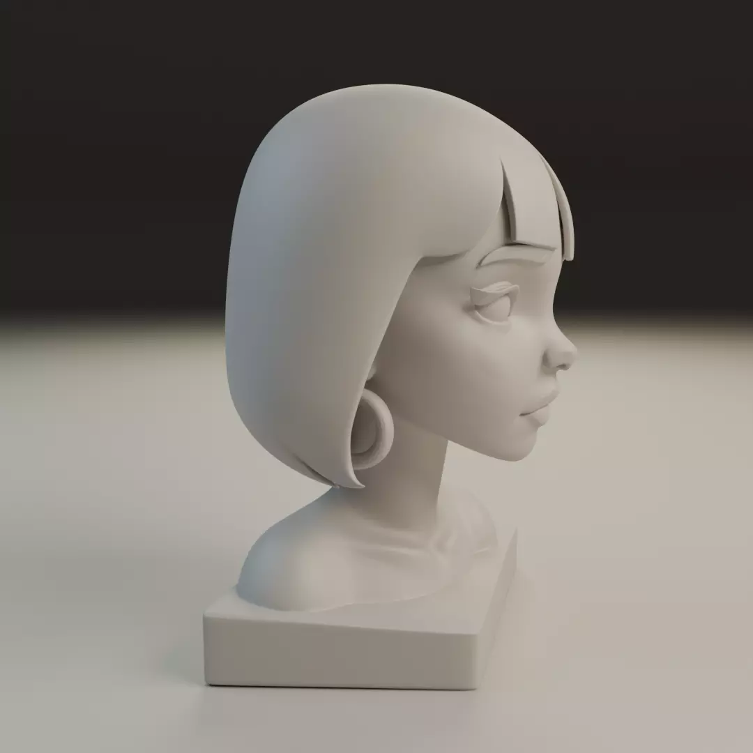 modern girl bust 3D print model_1