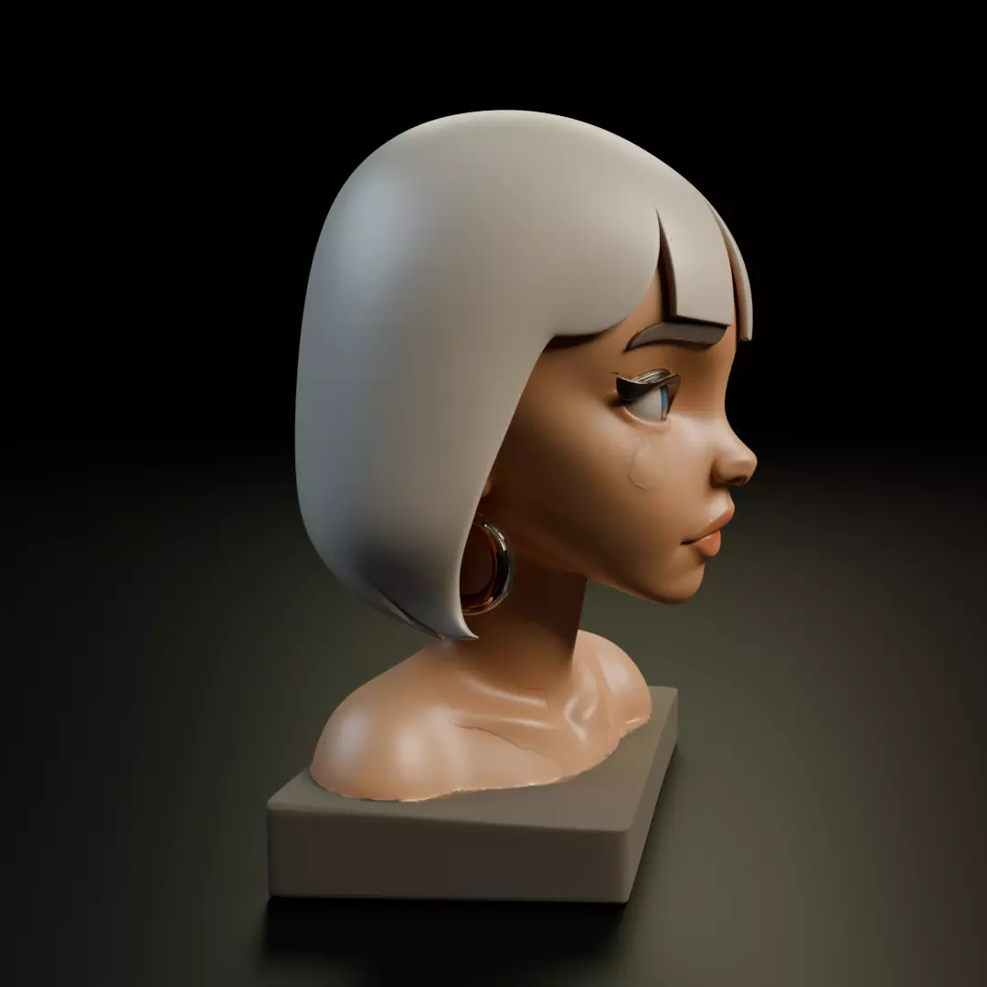 modern girl bust 3D print model_2