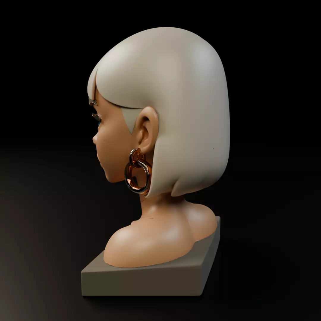 modern girl bust 3D print model_4