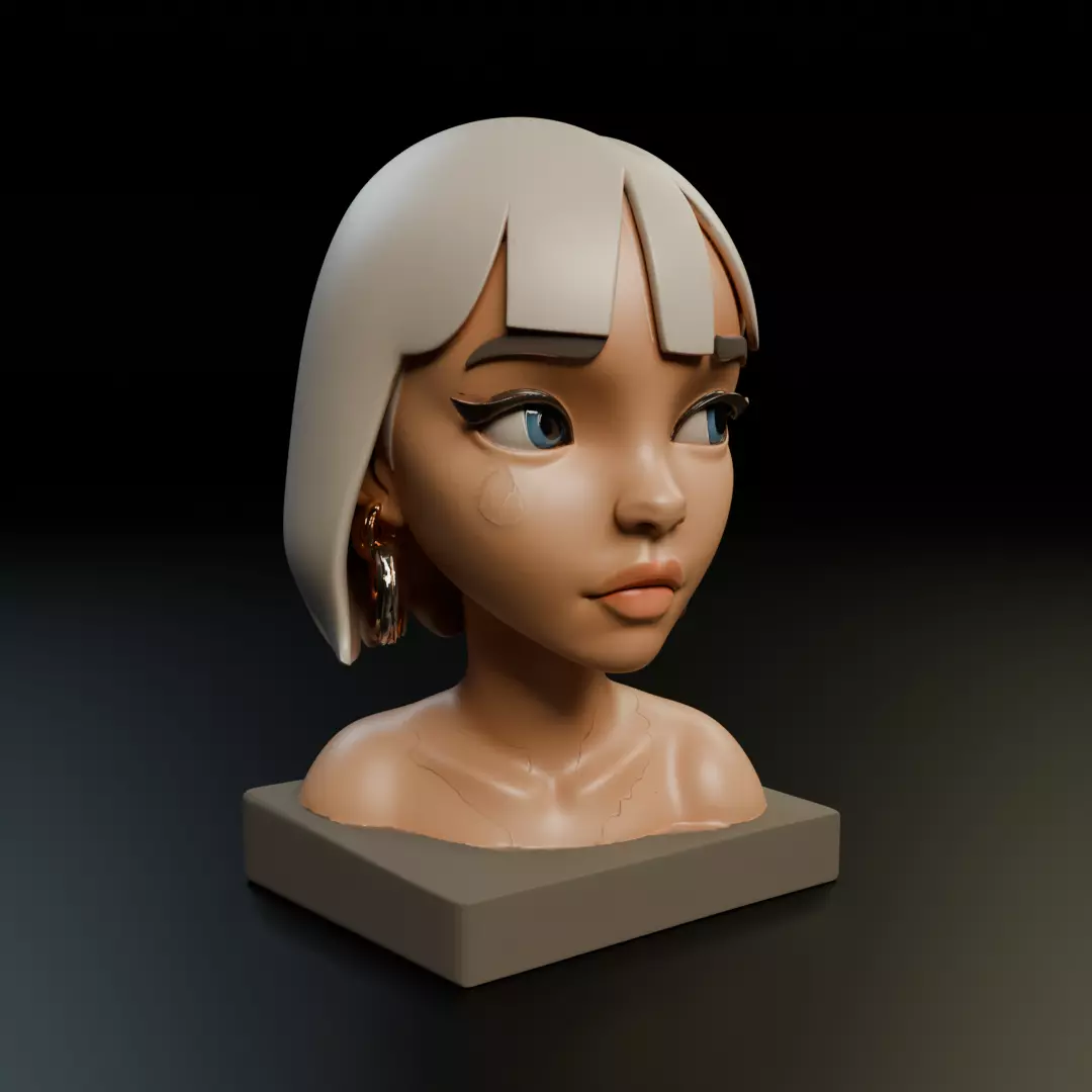 modern girl bust 3D print model_12