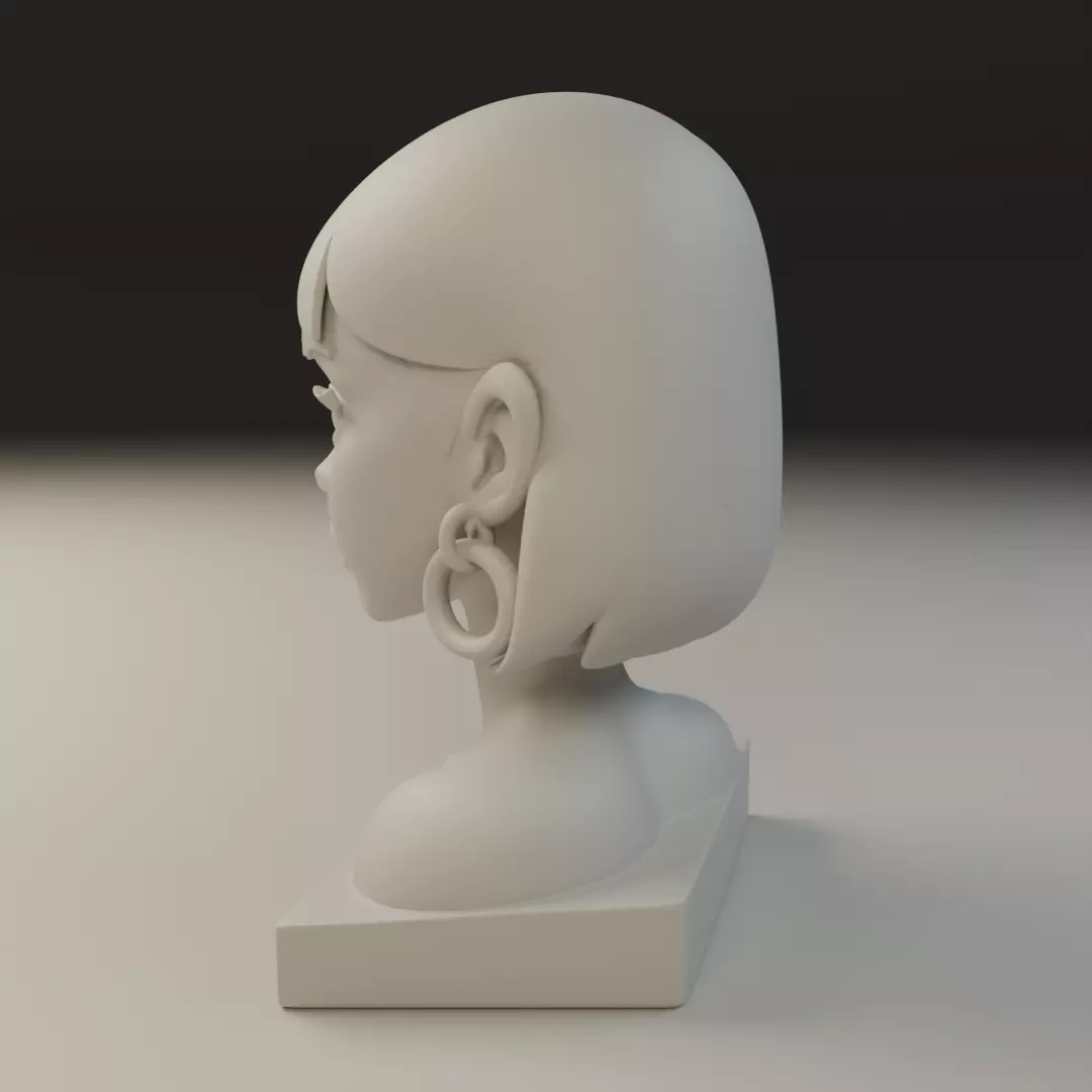modern girl bust 3D print model_3
