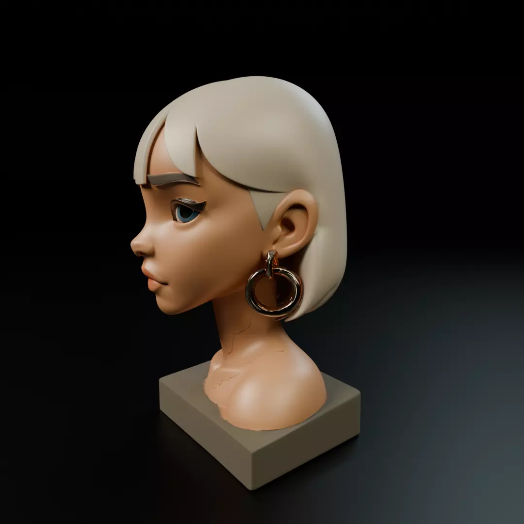 modern girl bust 3D print model_10