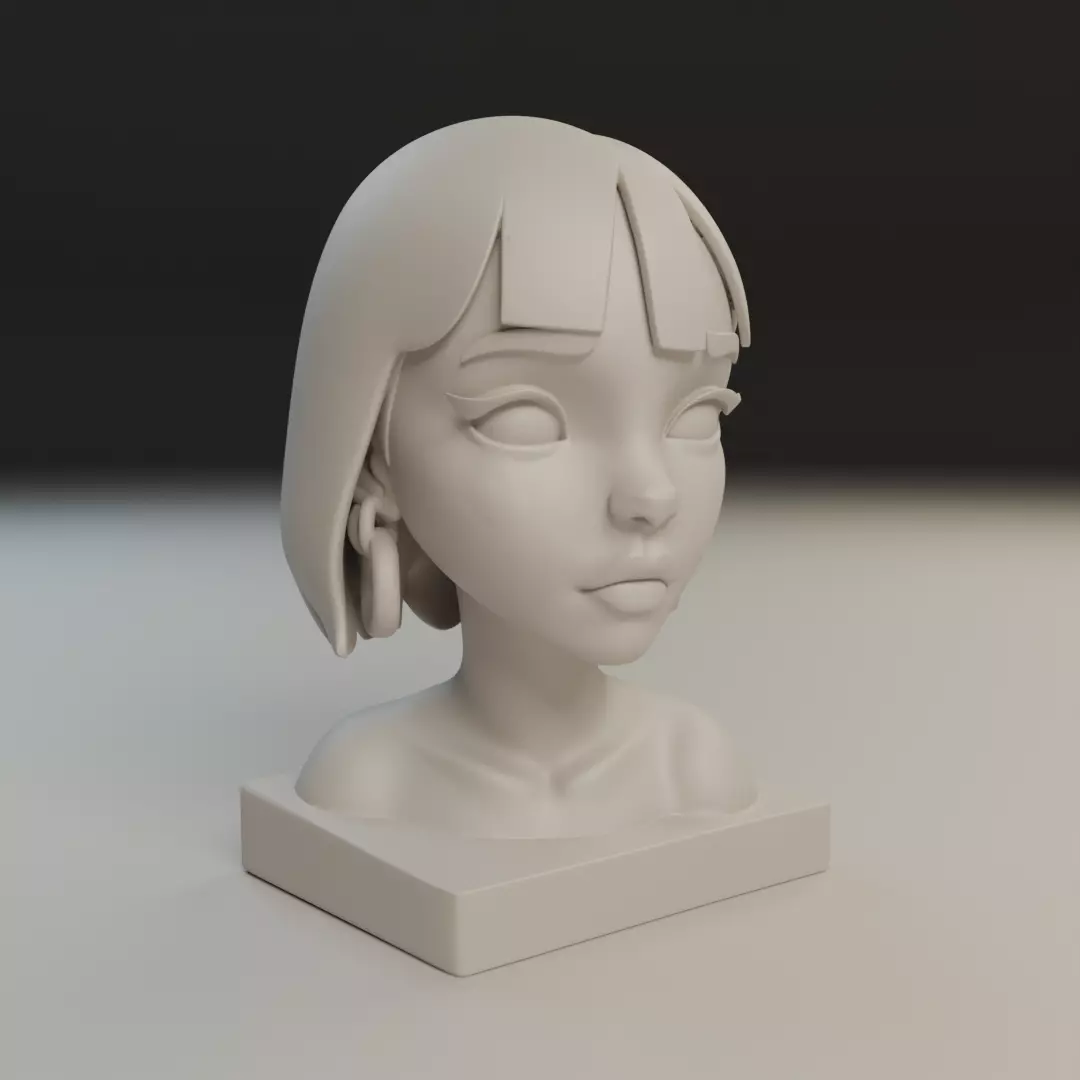modern girl bust 3D print model_11