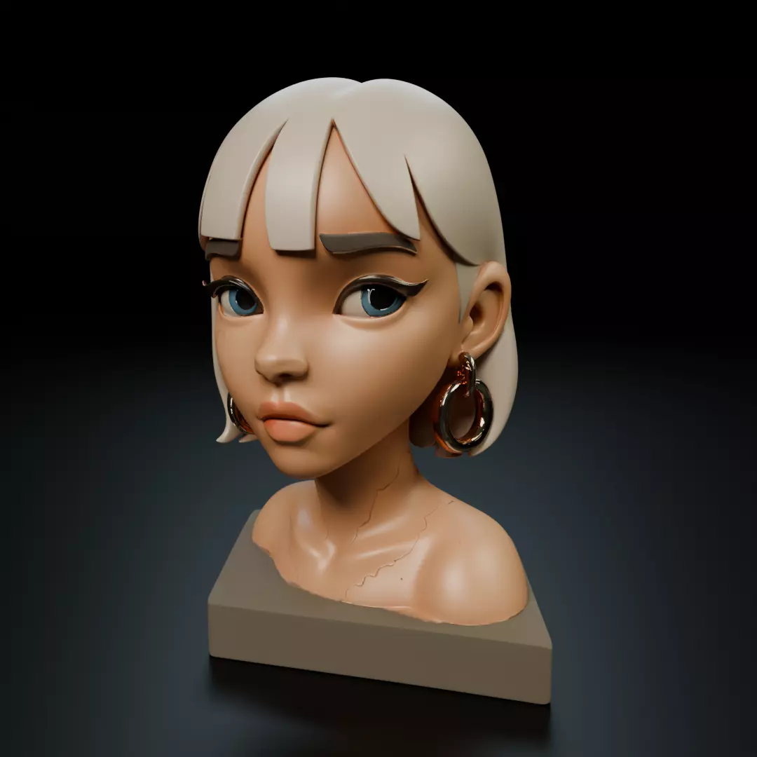 modern girl bust 3D print model_16