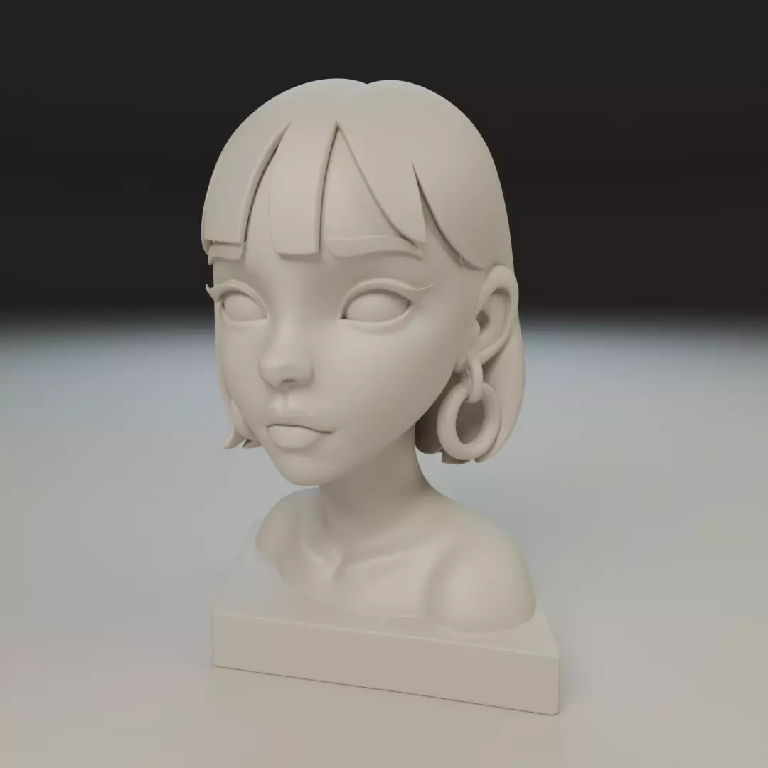modern girl bust 3D print model_15