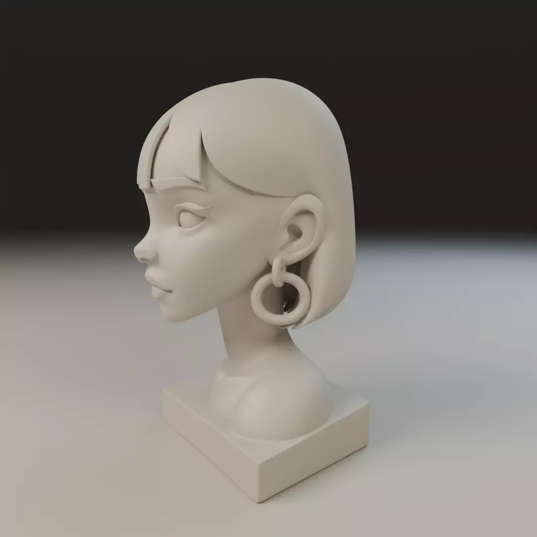 modern girl bust 3D print model_9
