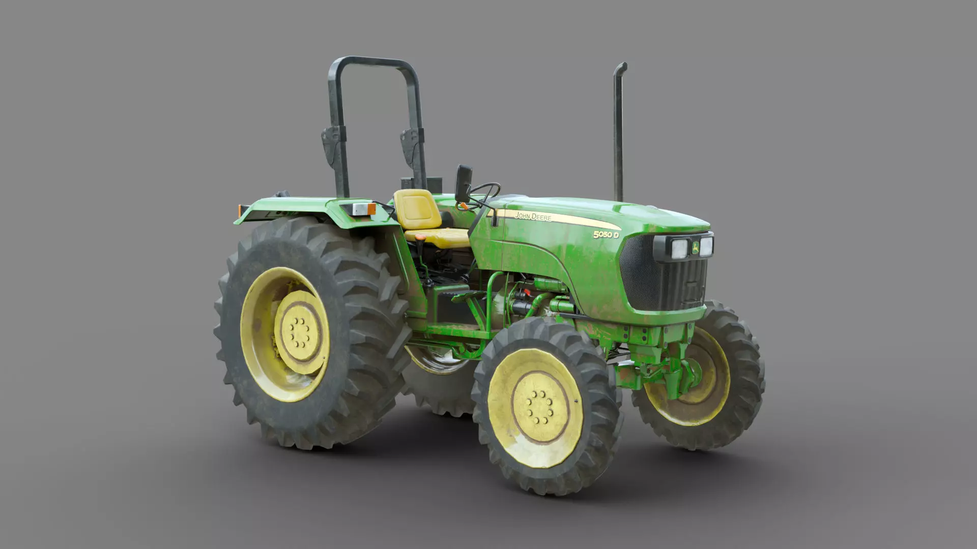 Game Ready John Deere 5050D Tractor Low-poly 3D model_3