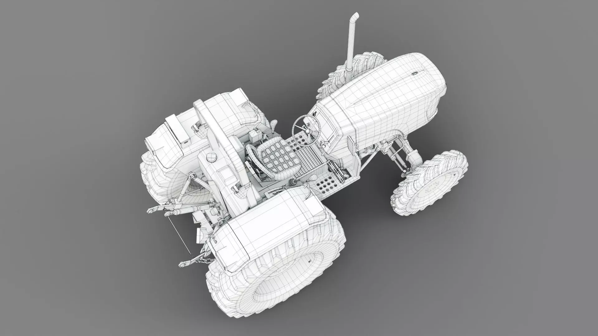 Game Ready John Deere 5050D Tractor Low-poly 3D model_10