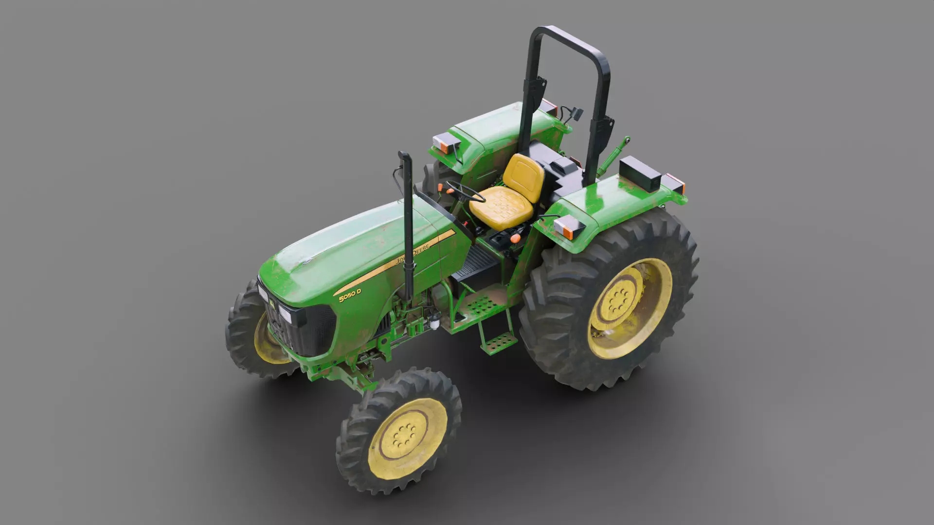 Game Ready John Deere 5050D Tractor Low-poly 3D model_13