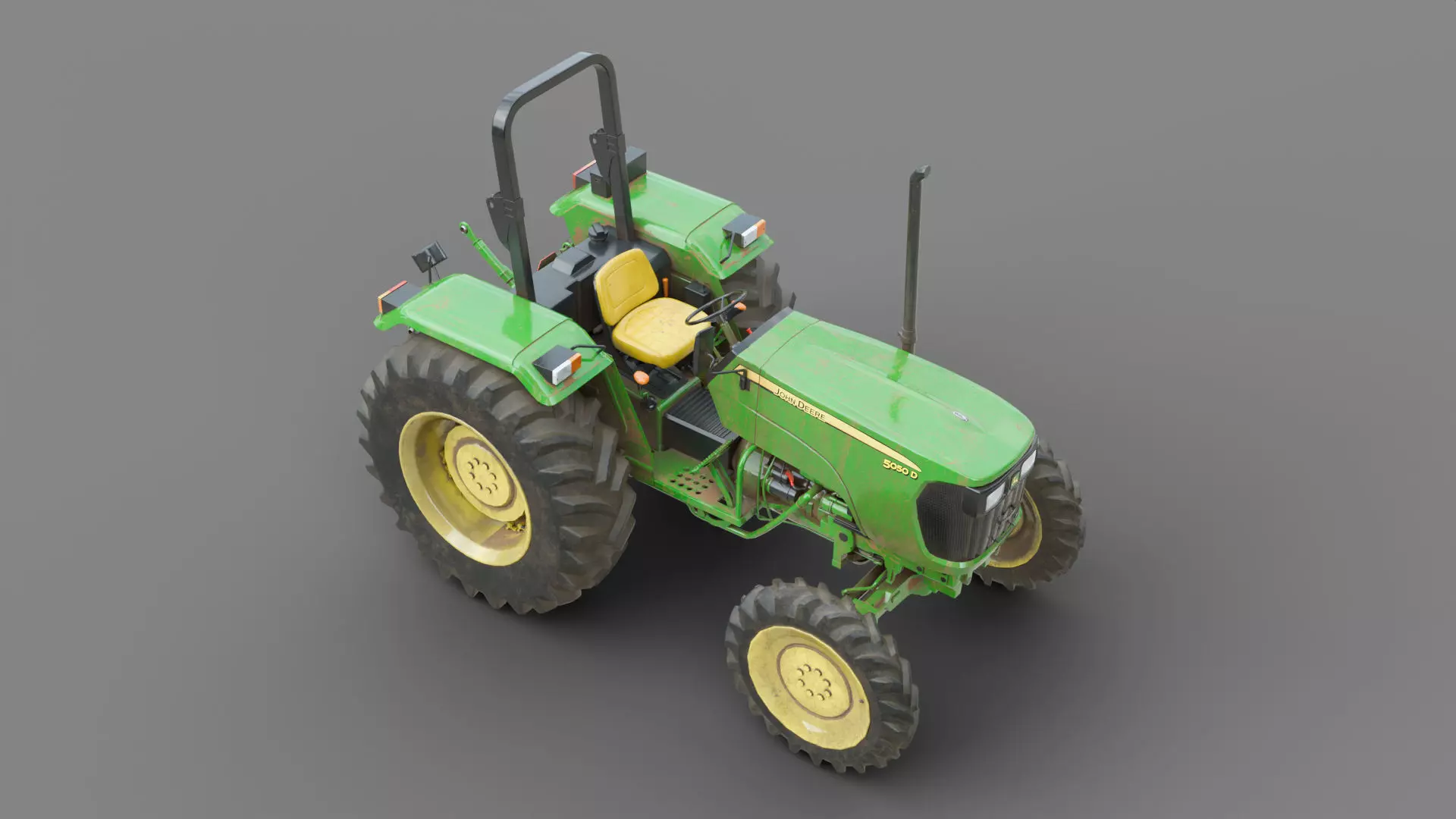 Game Ready John Deere 5050D Tractor Low-poly 3D model_4