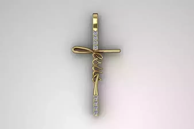 Jesus cross pendant STL handwritten jewelry  Dije cruz Jesus STL