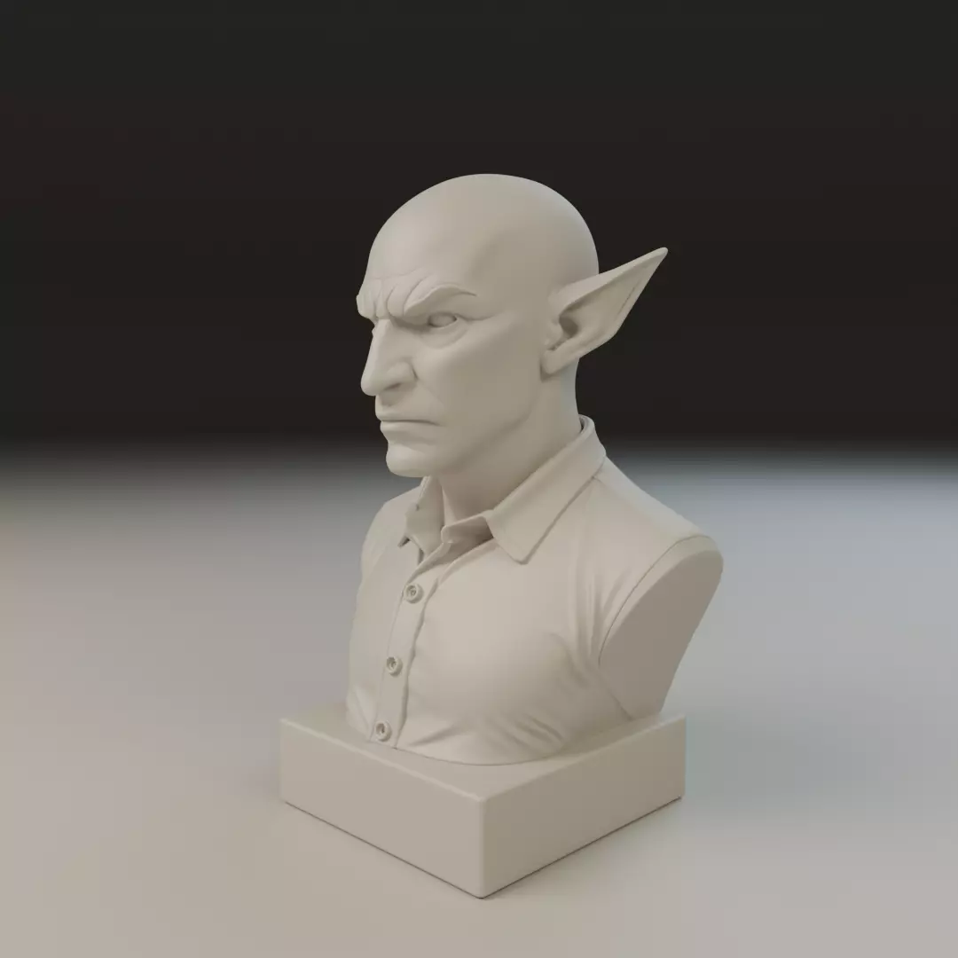 modern elf bust 3D print model_10