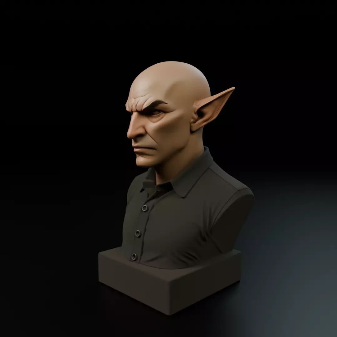 modern elf bust 3D print model_9