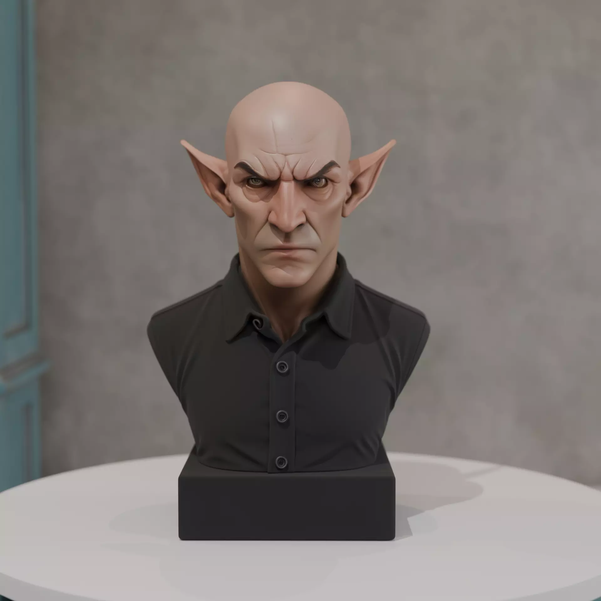 modern elf bust 3D print model_0