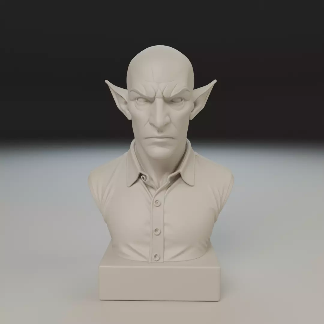 modern elf bust 3D print model_16