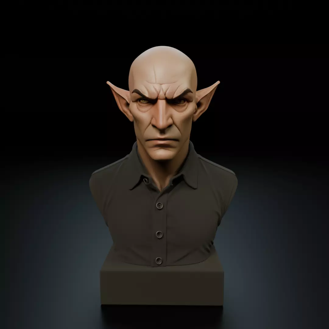 modern elf bust 3D print model_15