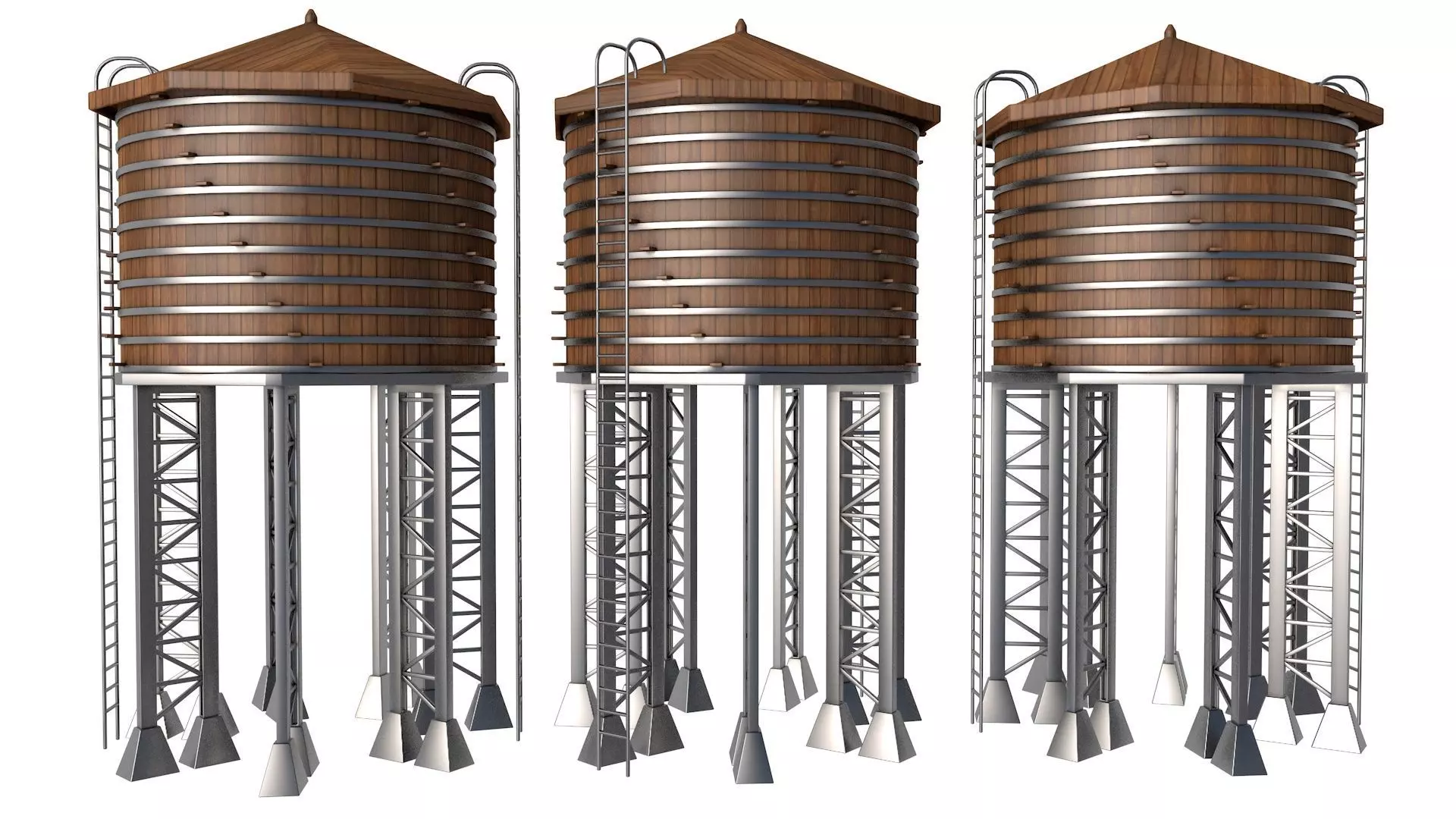 Wooden Water Tower 3D model_0