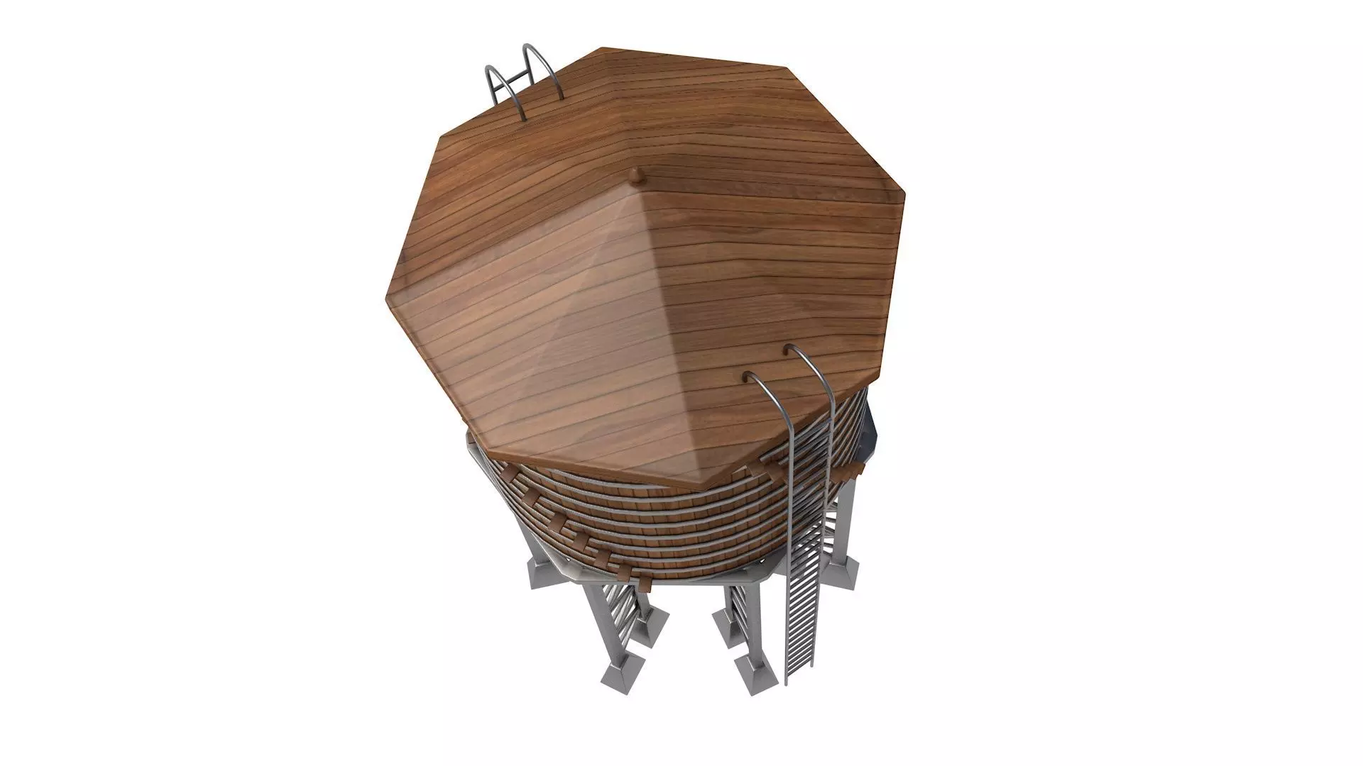 Wooden Water Tower 3D model_4