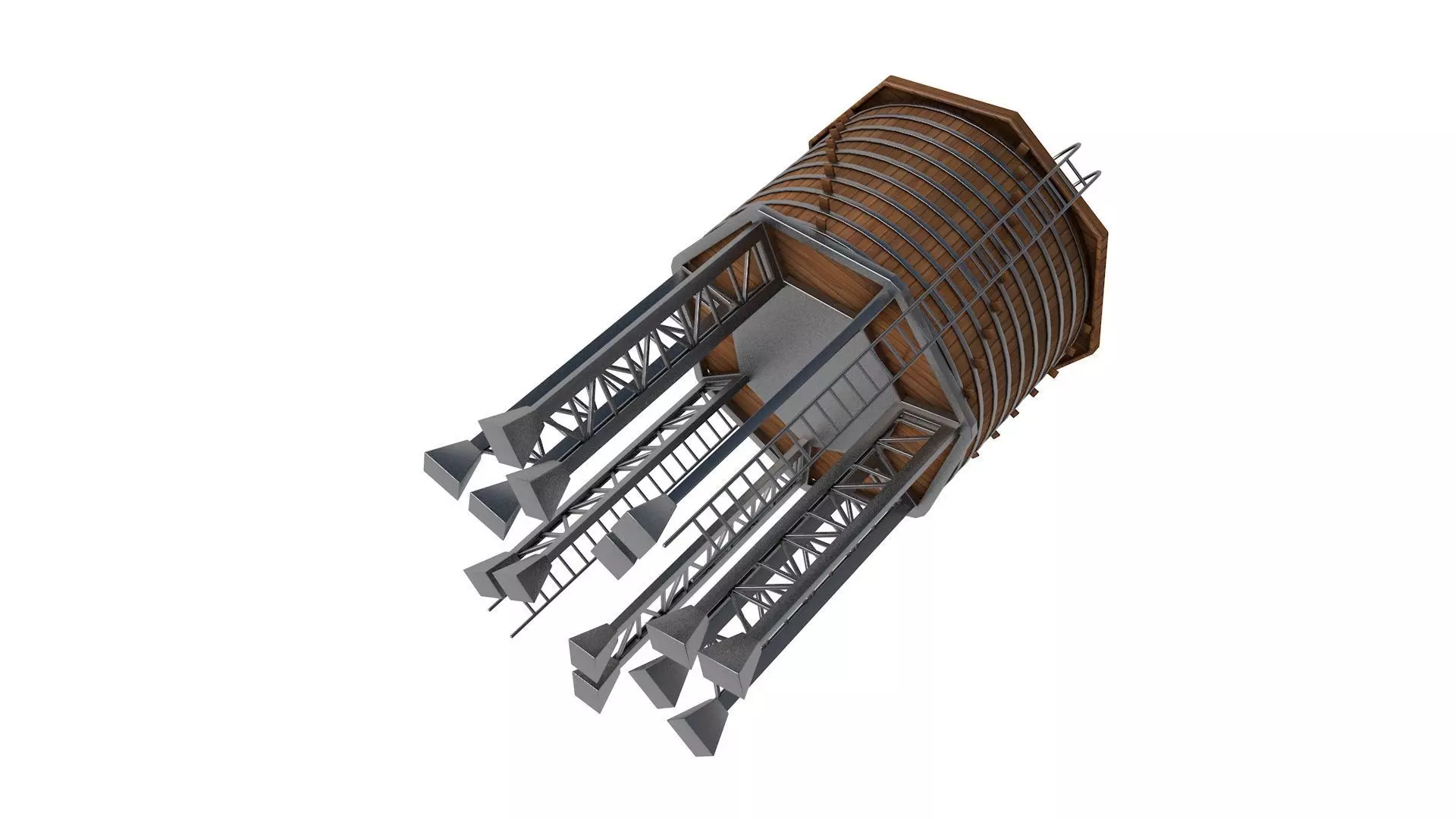 Wooden Water Tower 3D model_2