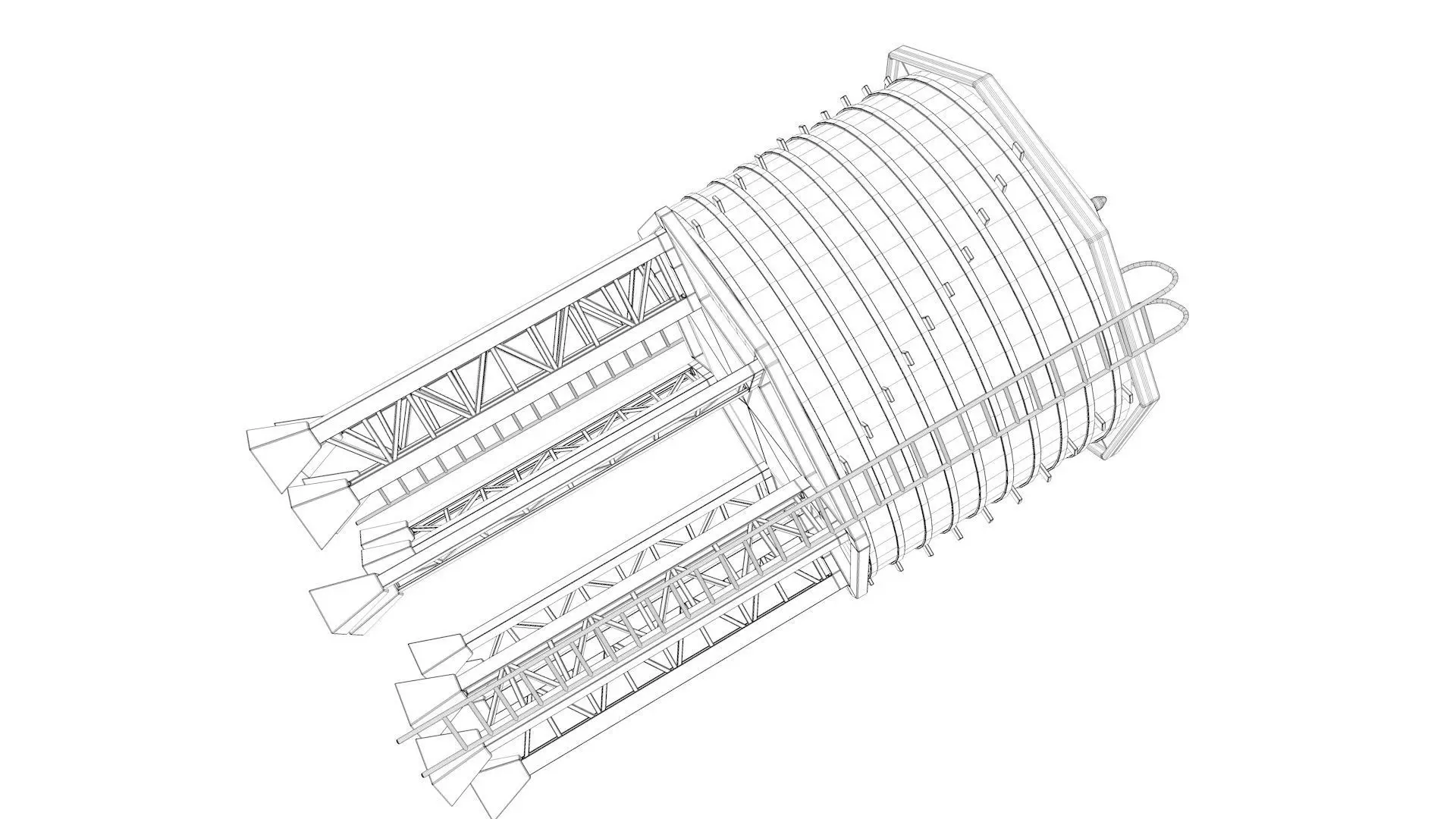 Wooden Water Tower 3D model_5