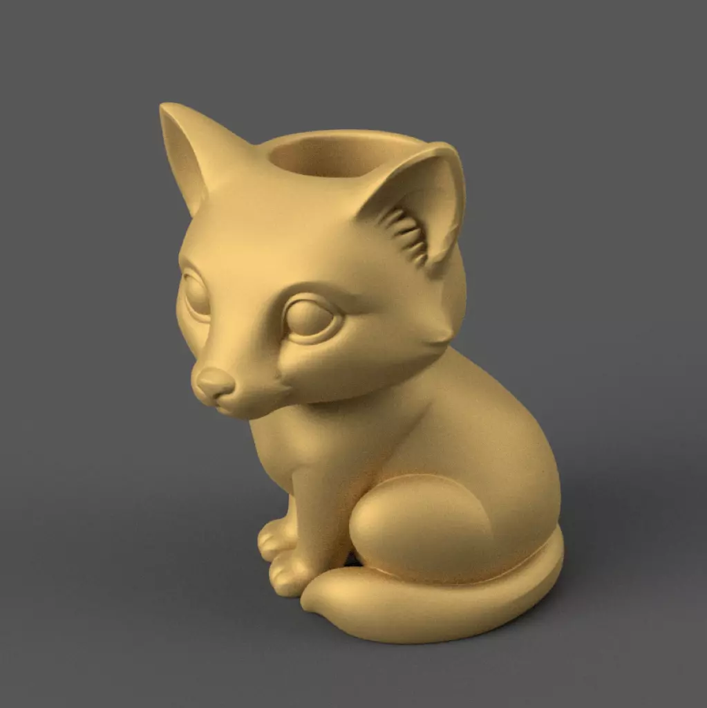 Cute Fox Planter Urn Candy candle Holder STL 3D print model_2