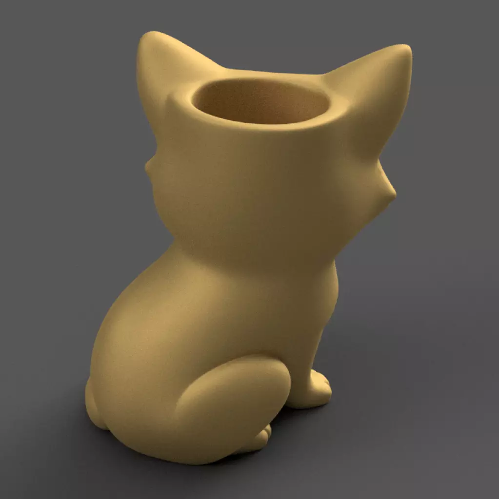 Cute Fox Planter Urn Candy candle Holder STL 3D print model_3