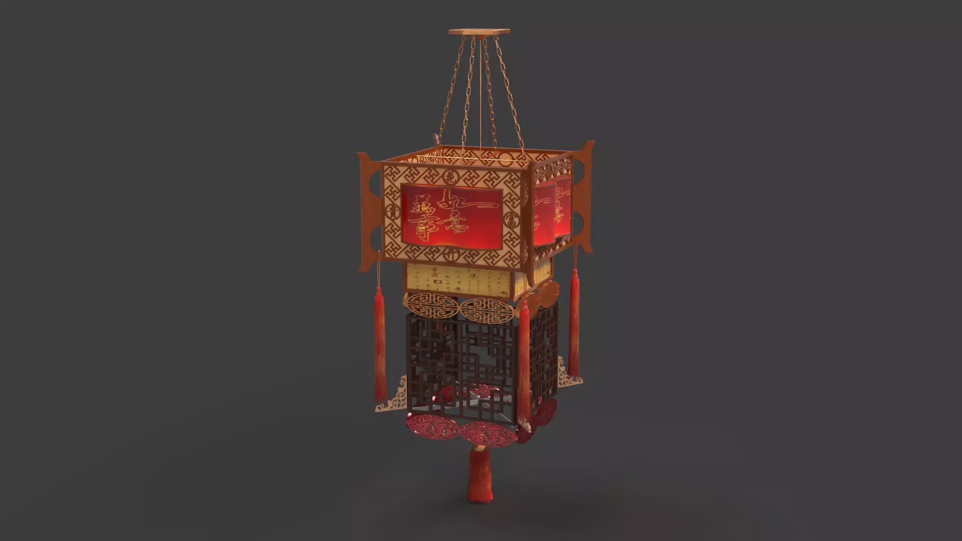 Chinese palace lantern  Low-poly 3D model_10