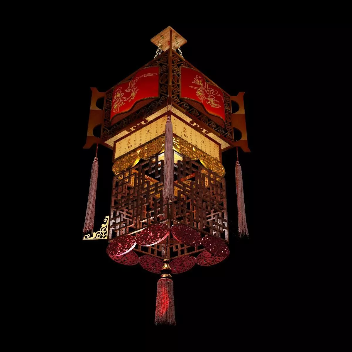 Chinese palace lantern  Low-poly 3D model_6