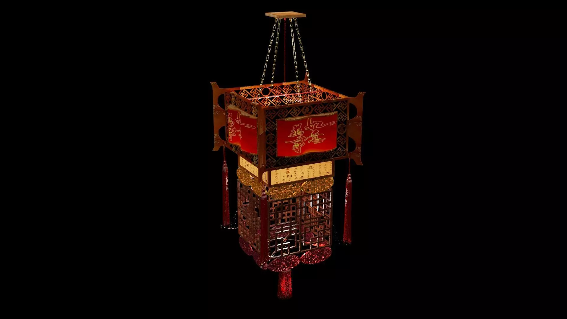 Chinese palace lantern  Low-poly 3D model_0