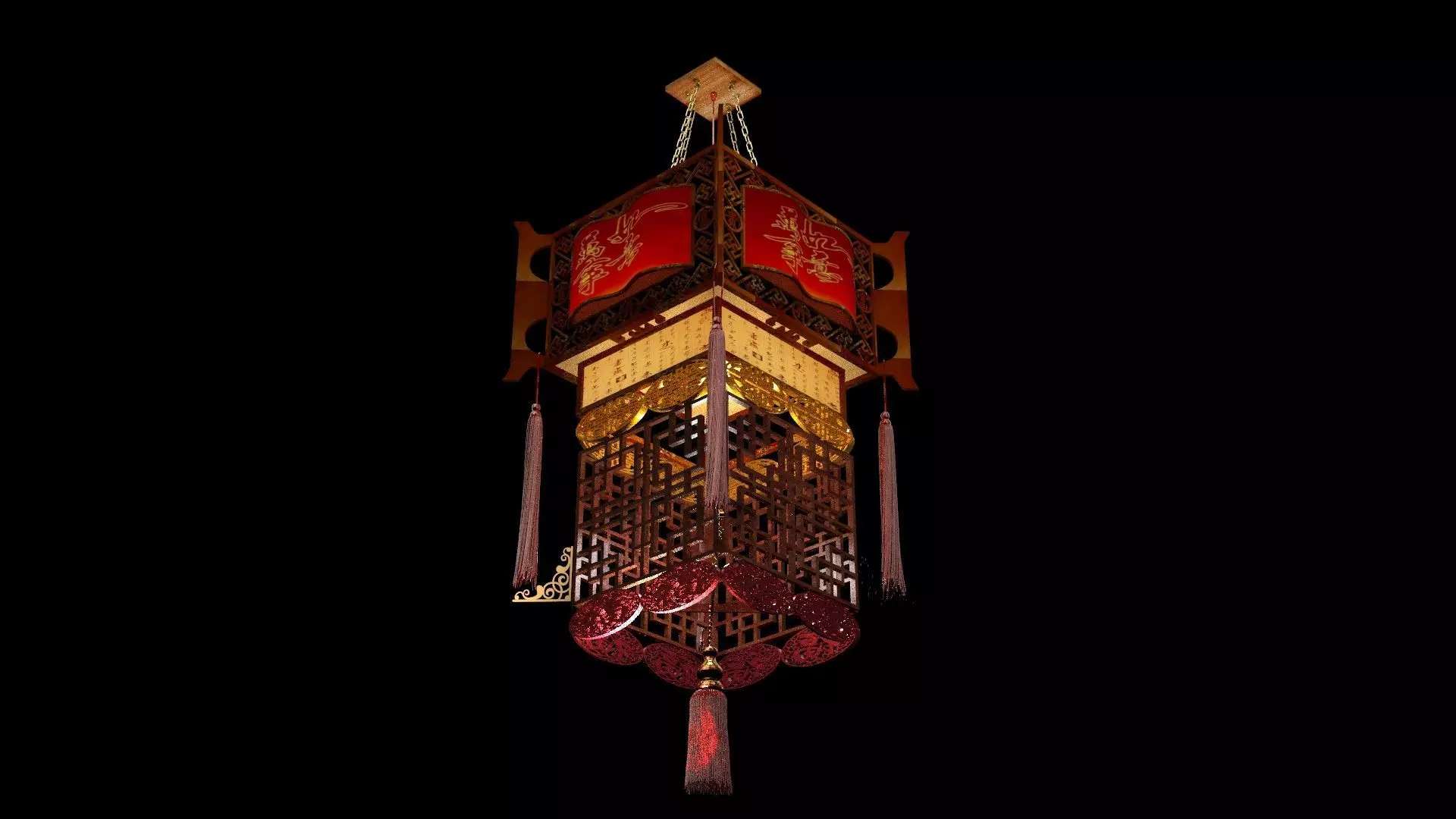Chinese palace lantern  Low-poly 3D model_3