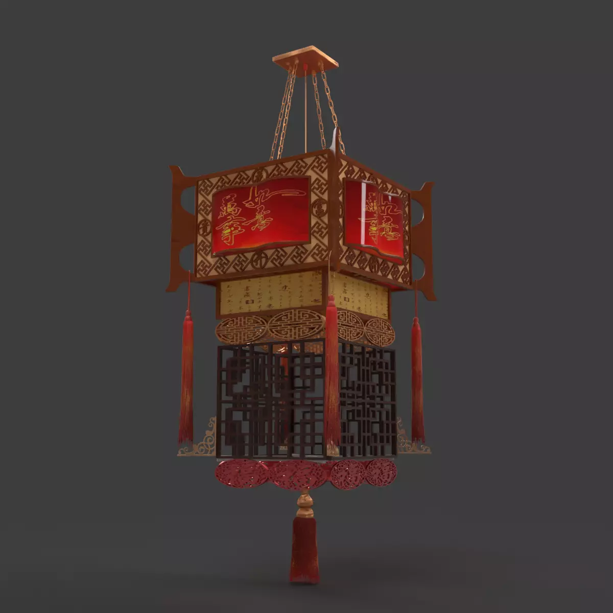 Chinese palace lantern  Low-poly 3D model_12