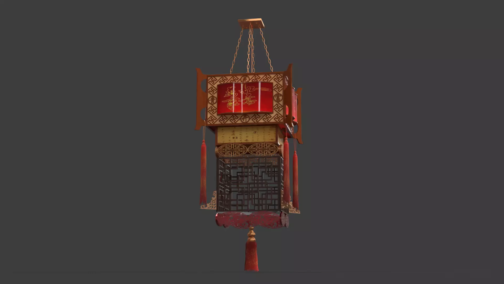 Chinese palace lantern  Low-poly 3D model_11