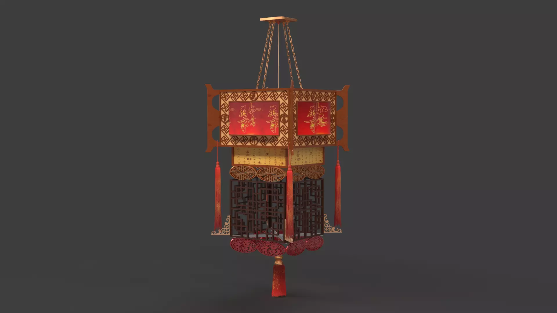 Chinese palace lantern  Low-poly 3D model_7