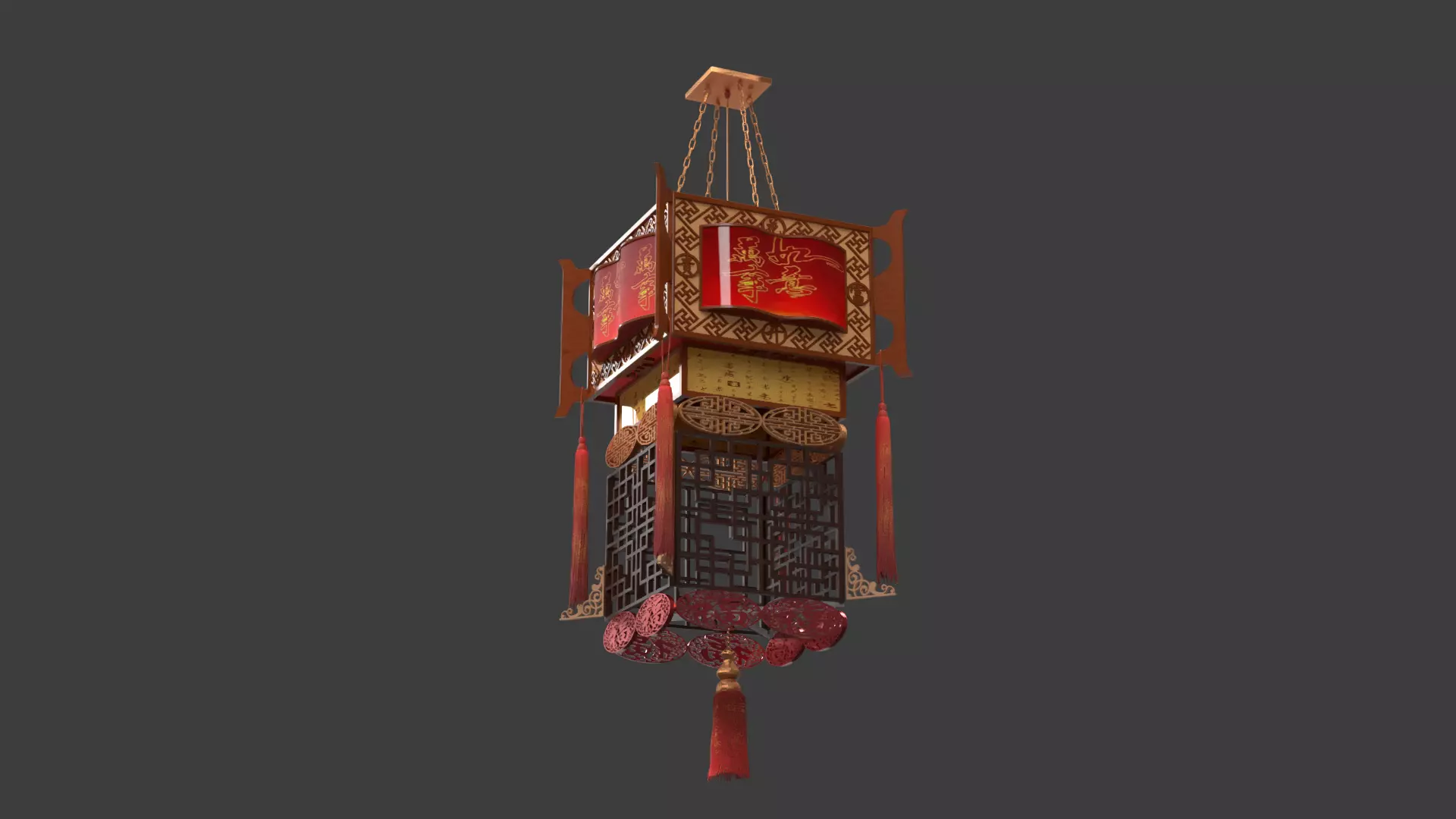 Chinese palace lantern  Low-poly 3D model_8