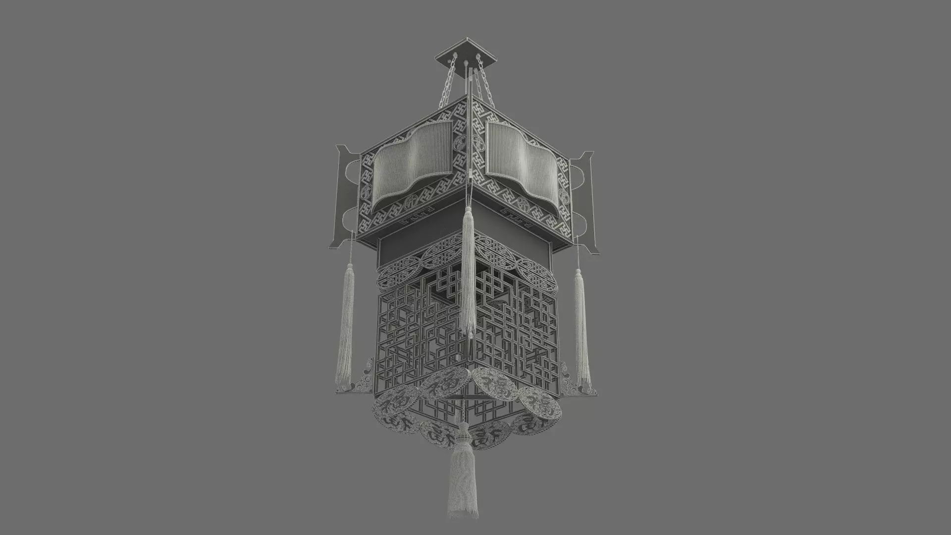 Chinese palace lantern  Low-poly 3D model_13