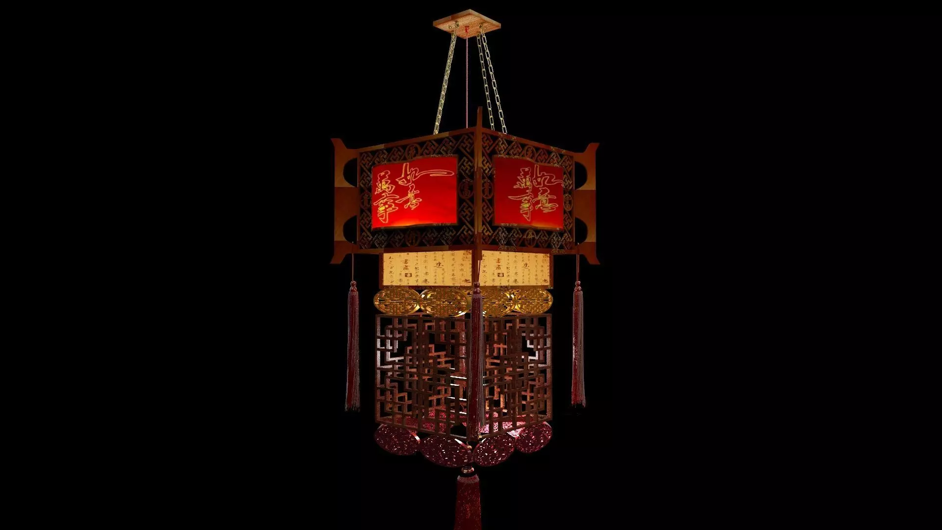 Chinese palace lantern  Low-poly 3D model_2