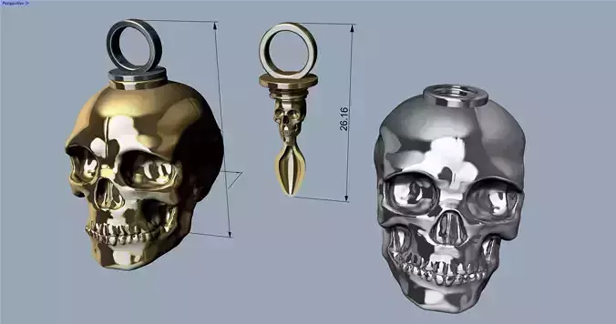 skull spoon pendant - Colgante cuchara calavera