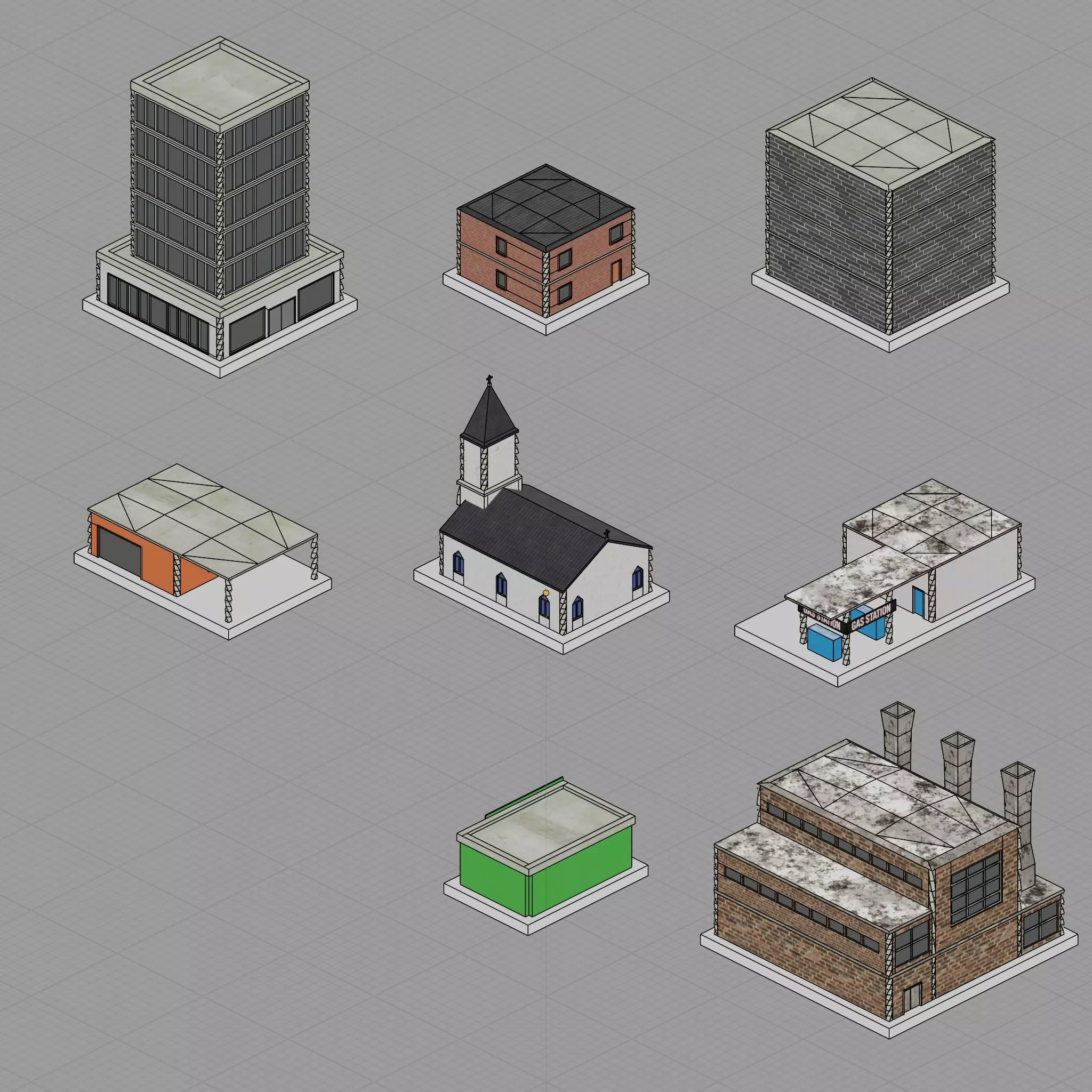 Low Poly City Pack Game Ready Buildings Low-poly 3D model_3