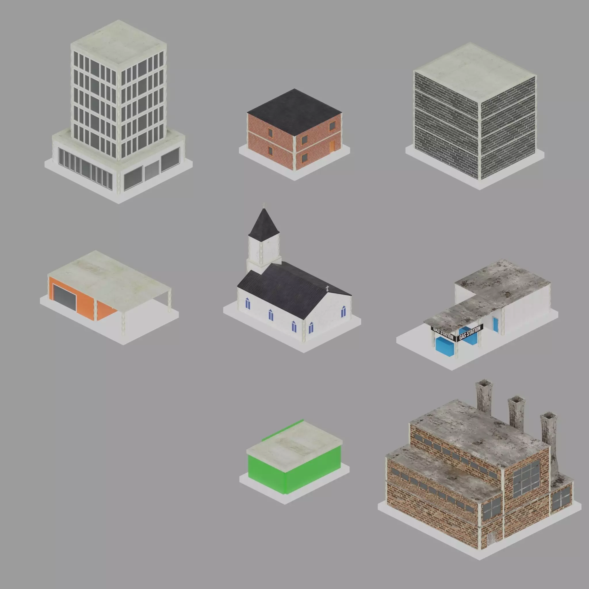 Low Poly City Pack Game Ready Buildings Low-poly 3D model_2