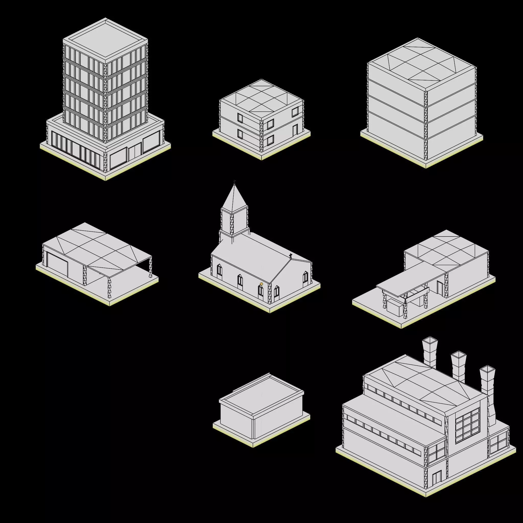 Low Poly City Pack Game Ready Buildings Low-poly 3D model_5
