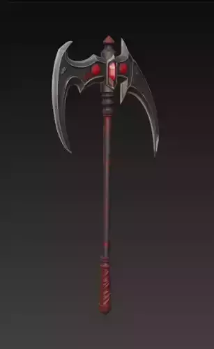 Void Reaver Dark Fantasy Battle Axe Crimson Runes Low-poly 3D model