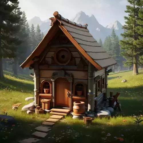 Enchanted Forest Cabin Whimsical Cartoon Log House Low-poly 3D model Enchanted Forest Cabin Whimsical Cartoon Log House Low-poly 3D model