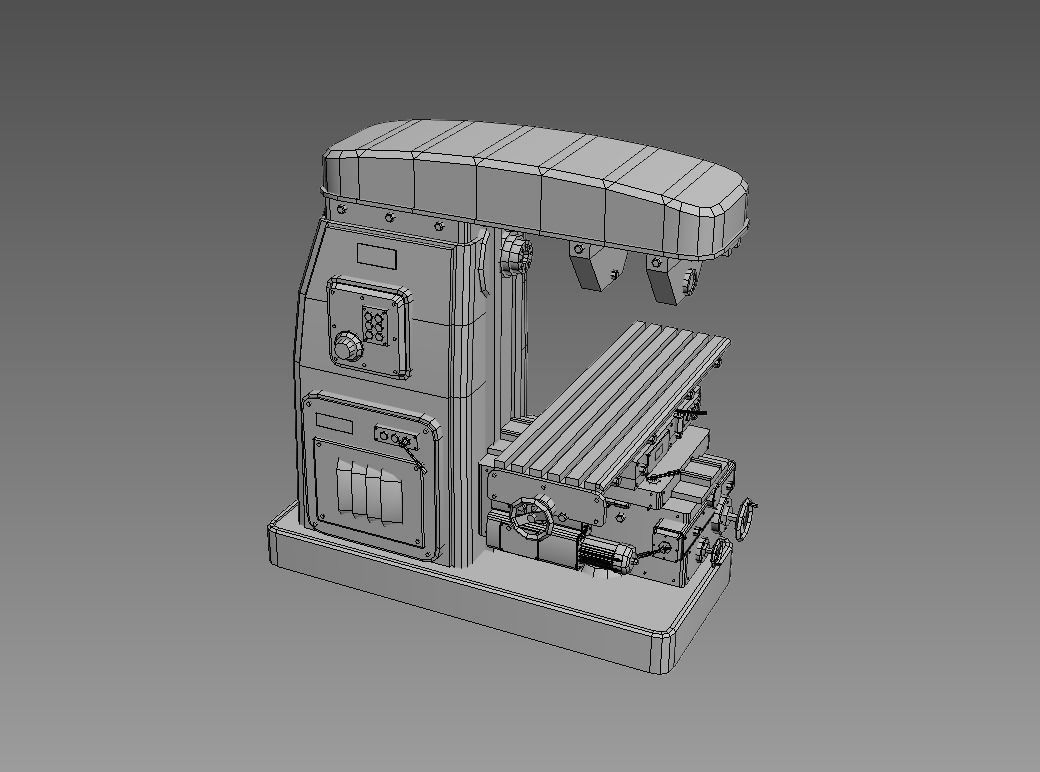 horizontal milling machine 1 Low-poly 3D model_9